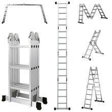 12 FT. Folding Ladder, 7-in-1 Multi Purpose Extension Aluminum Ladder 12.2 Kg,