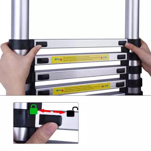 12.8 ft 13 Steps Finger Protect Telescopic Ladder