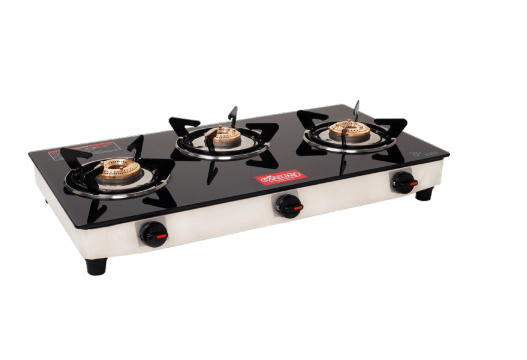 SAFELINE CRYSTAL 3B BLACK - 3BURNER Auto-ignition gas stoves