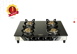 SAFELINE BLACK SQUARE GLASS GBS 4 - 4 GLASS BURNER STOVE
