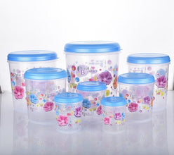 2448 Air Tight Plastic Transparent Container Set (10000ml, 7000ml, 5000ml, 3000ml, 2000ml, 1000ml, 750ml, 500ml) 