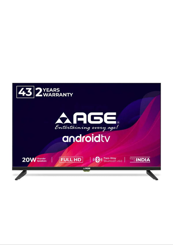 AGE 43"(109cm), AGE 43 SMTR S1 PRO, Full HD, Smart Android TV with Bezel-Free Metal Cabinet Design