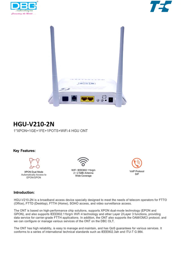 DBC 2 Data Port + Voice + CATV+Wifi