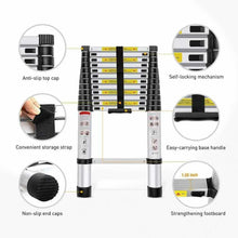 21.3 Ft Portable & Extension Aluminium Telescopic Ladder With Wheels & Support Bar;15 Steps