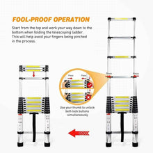 21.3 Ft Portable & Extension Aluminium Telescopic Ladder With Wheels & Support Bar;15 Steps