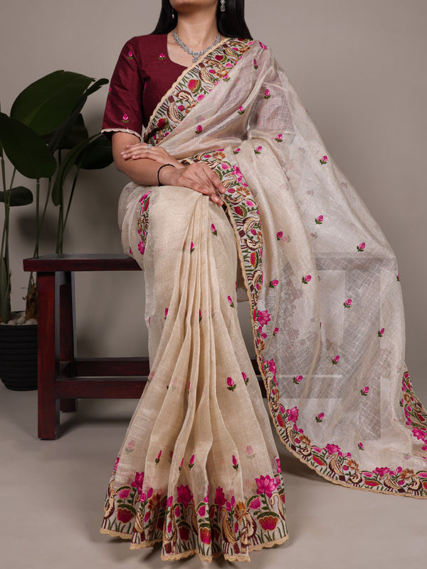 Zari Kota Tissue Saree For Women CRM