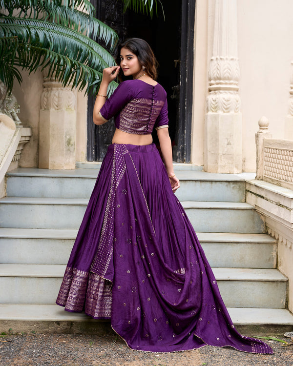 Pure Chanderi Plain Zari Weaving Lehenga With Dupatta DPL