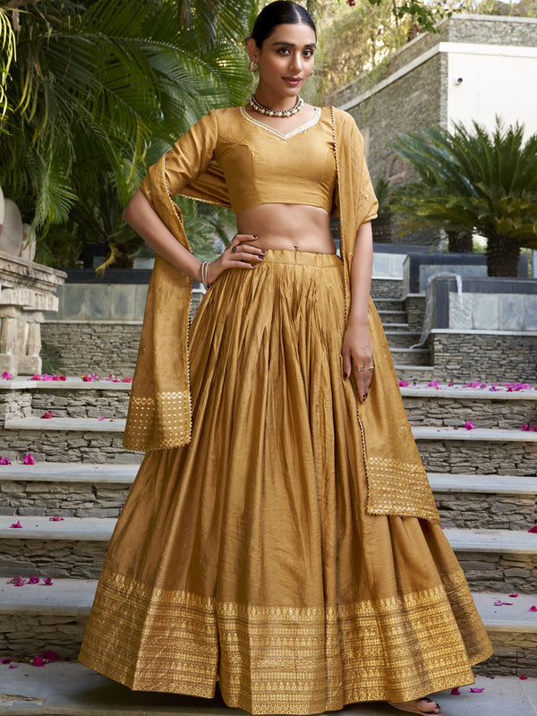 Pure Chanderi Plain Zari Weaving Lehenga With Dupatta MST