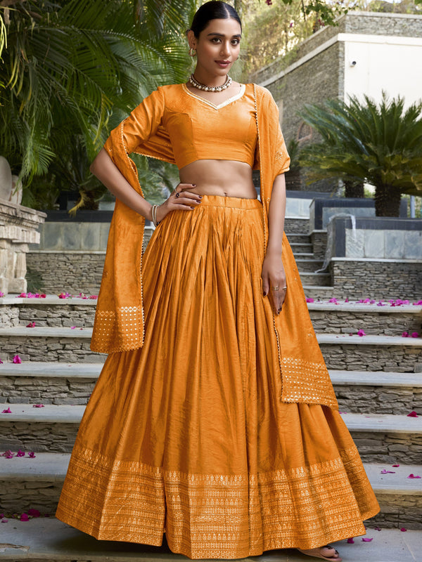 Pure Chanderi Plain Zari Weaving Lehenga With Dupatta ONG