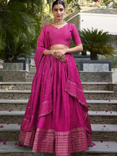 Pure Chanderi Plain Zari Weaving Lehenga With Dupatta PNK