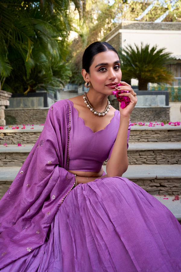 Pure Chanderi Plain Zari Weaving Lehenga With Dupatta PRL