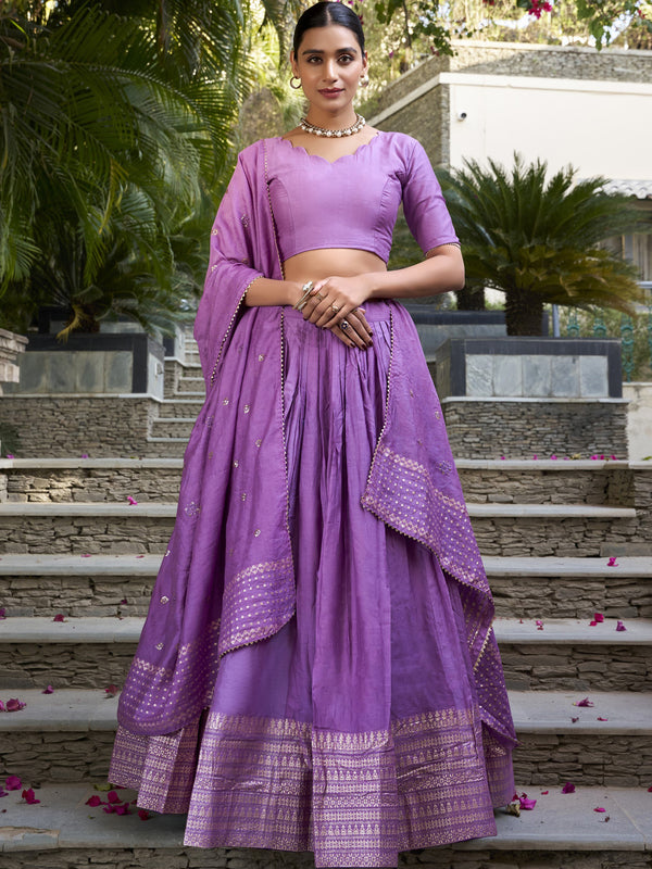 Pure Chanderi Plain Zari Weaving Lehenga With Dupatta PRL
