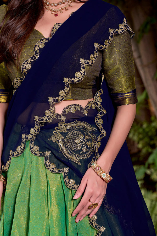 kanchipuram Zari Weaving Lehenga With Georgette Dupatta NBL