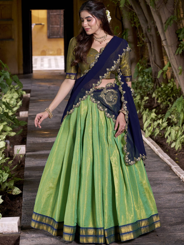 kanchipuram Zari Weaving Lehenga With Georgette Dupatta NBL