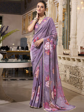 Georgette Printed Saree For Women GRY