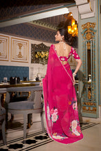 Georgette Printed Saree For Women PNK