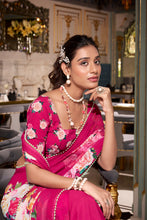 Georgette Printed Saree For Women PNK