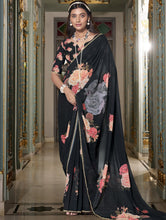 Georgette Printed Saree For Women BLK