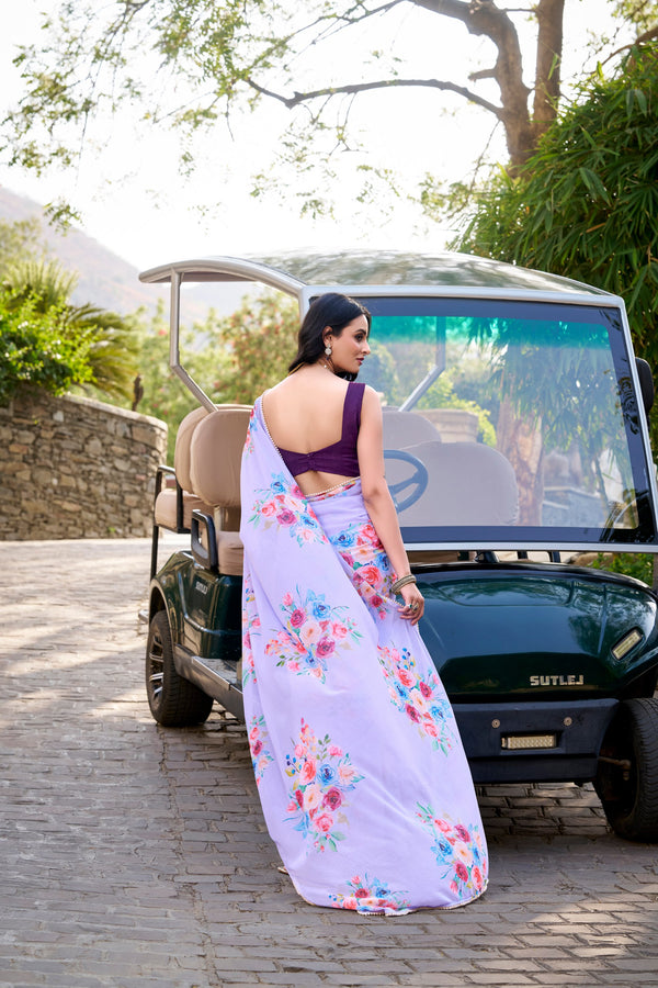 Floral Printed Saree For Women LUV