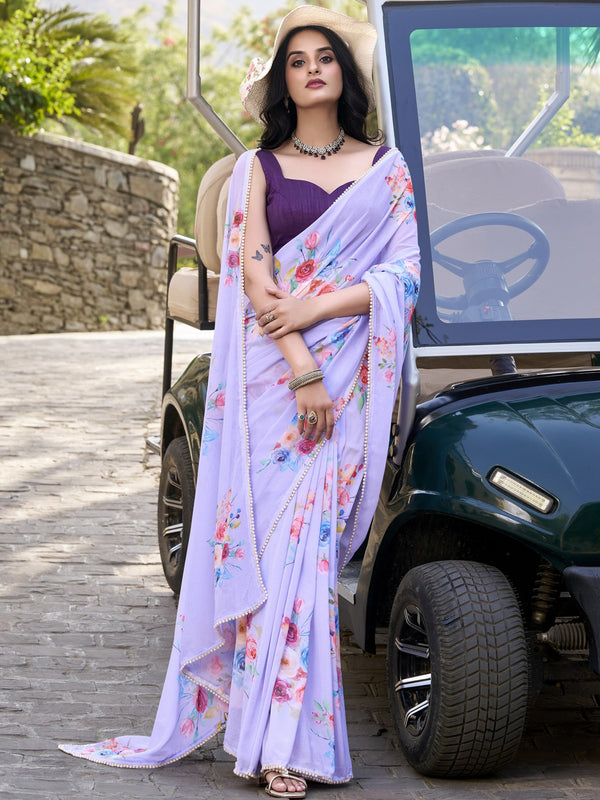 Floral Printed Saree For Women LUV