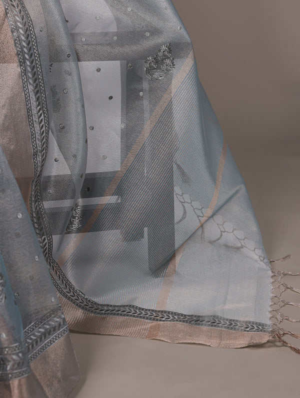 Poly Shimmer Embroidery Saree For Women SBL