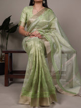 Poly Shimmer Embroidery Saree For Women PST
