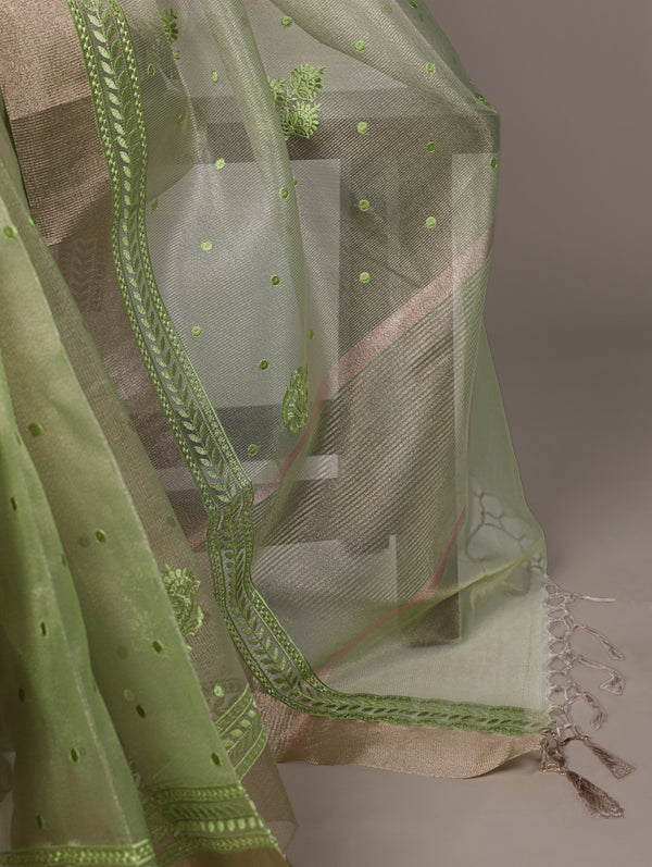 Poly Shimmer Embroidery Saree For Women PST