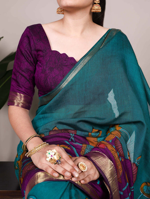 PV Chanderi Floral Printed saree For Women TEL