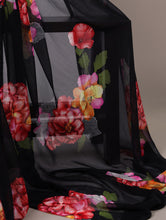 Chiffon Floral Printed Saree For Women BLK