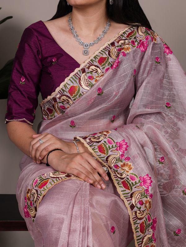 Zari Kota Tissue Saree For Women LUV
