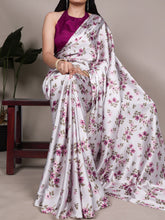 Satin Silk Printed Saree For Women SLR