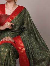 Poly Cotton Chex Saree For Women