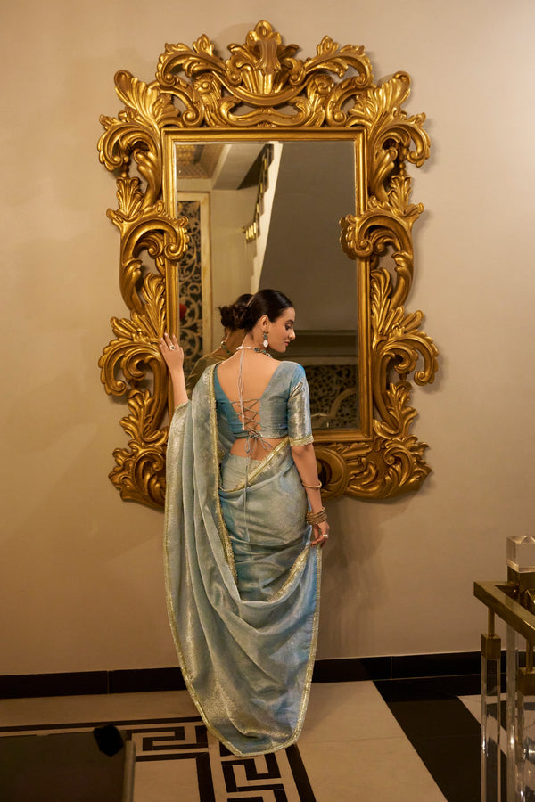 Tissue Shimmer Zari Weaving Saree For Women SBL