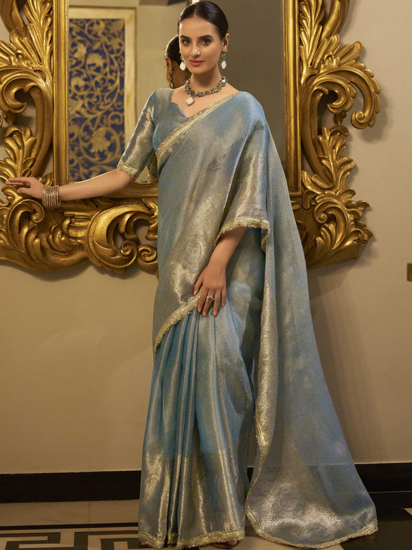 Tissue Shimmer Zari Weaving Saree For Women SBL