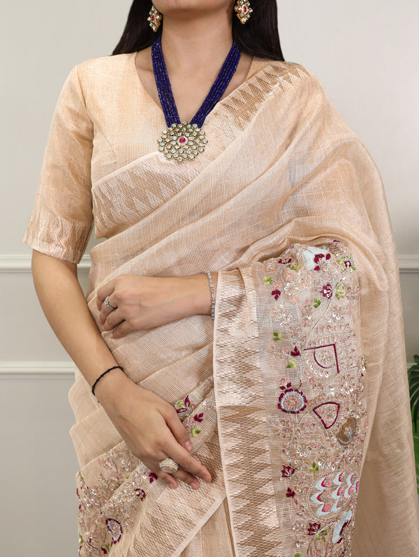 Zari Kota Embroidered Saree For Women CRM