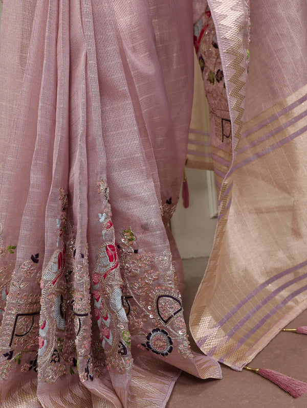 Zari Kota Embroidered Saree For Women LPI