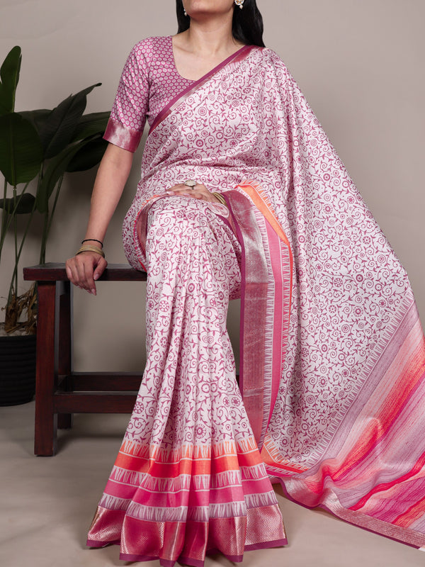 Tussar Silk Printed Saree For Women LPI