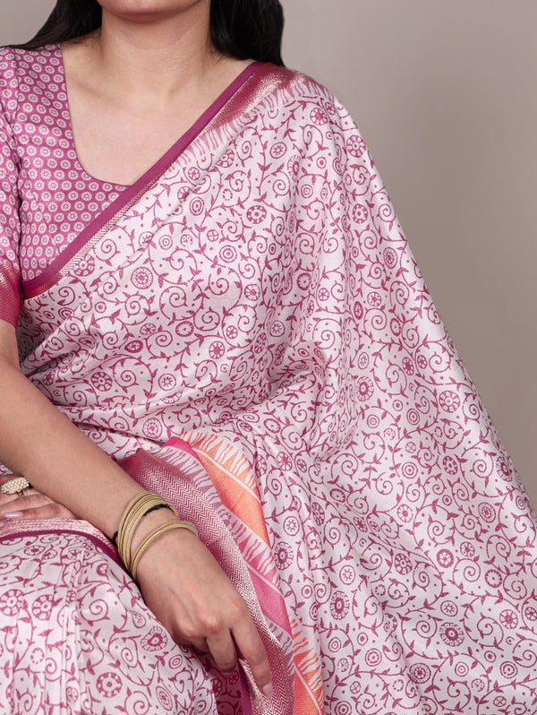 Tussar Silk Printed Saree For Women LPI