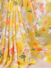 Dull Satin Floral Printed Saree For Women YLW
