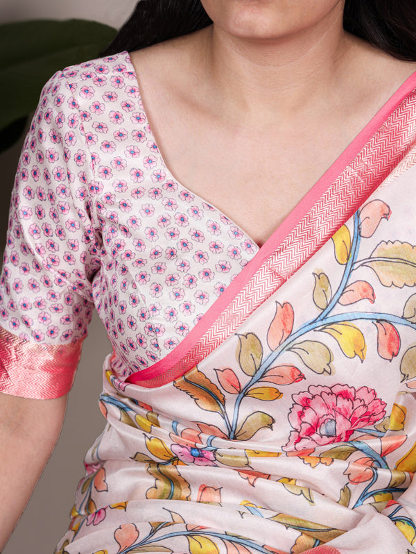 Tussar Silk Floral Printed Saree OWT