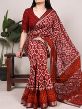 Viscose Chanderi Ikkat Printed Saree MRN