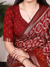 Viscose Chanderi Ikkat Printed Saree MRN