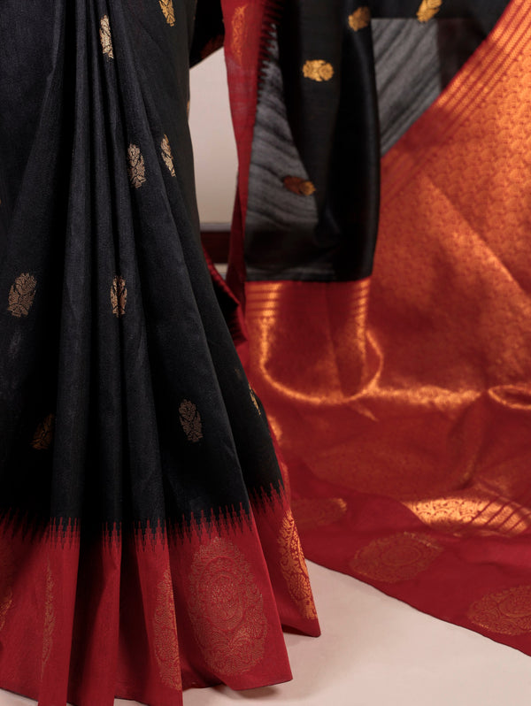 Cotton Zari Weaving Saree BLK