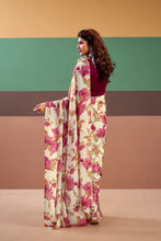 Satin Silk Floral Printed Saree PNK