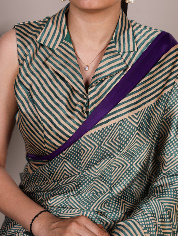 Dull Satin Printed Saree BGN