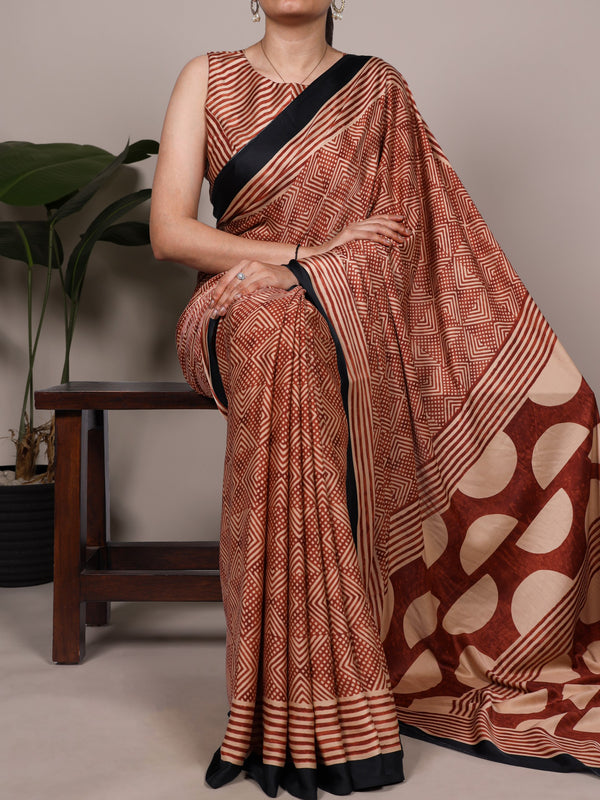 Dull Satin Printed Saree ROG