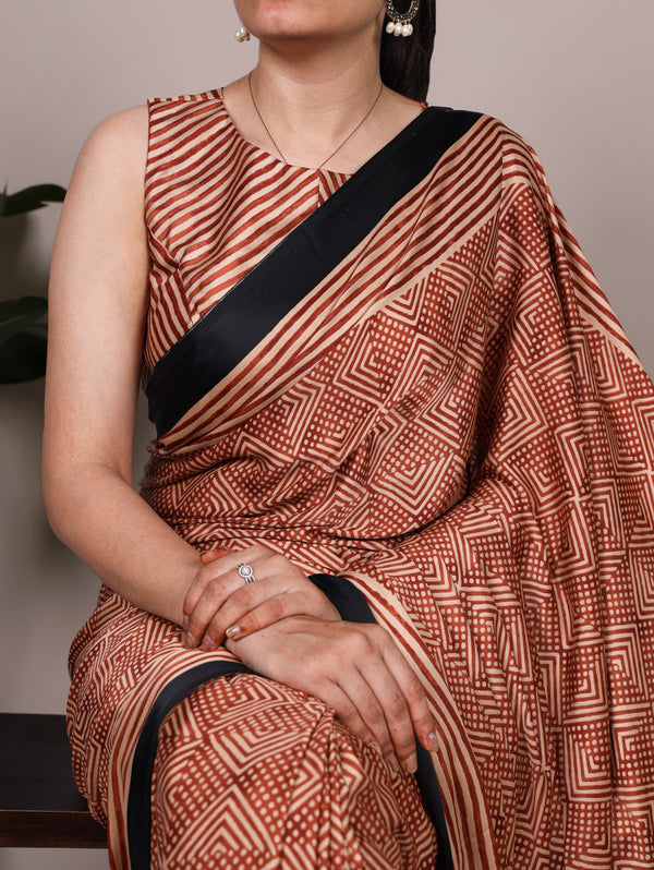 Dull Satin Printed Saree ROG