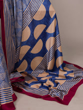 Dull Satin Printed Saree BLU