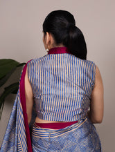 Dull Satin Printed Saree BLU
