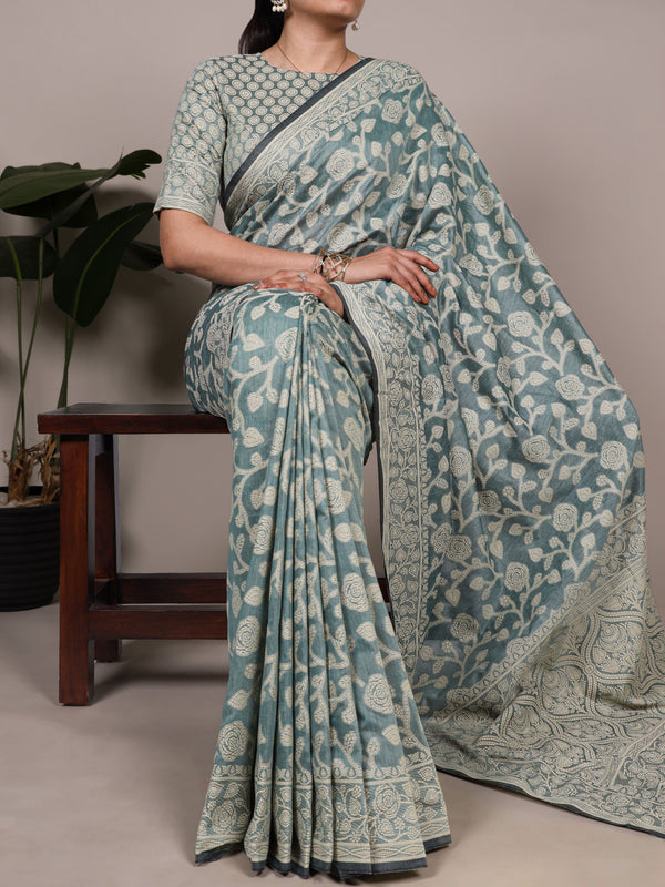 Cotton Silk Floral Printed Saree PST